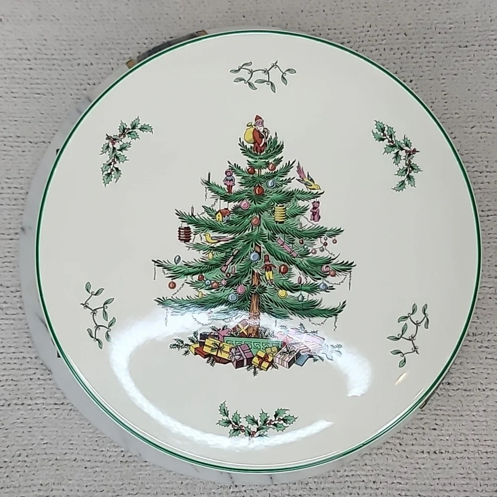 Spode Christmas Tree Classic Collectible Ceramic Round Cake Plate Vintage